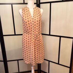 H&M Peach Polka Dot Sleeveless Tie-Waist Mini Dress